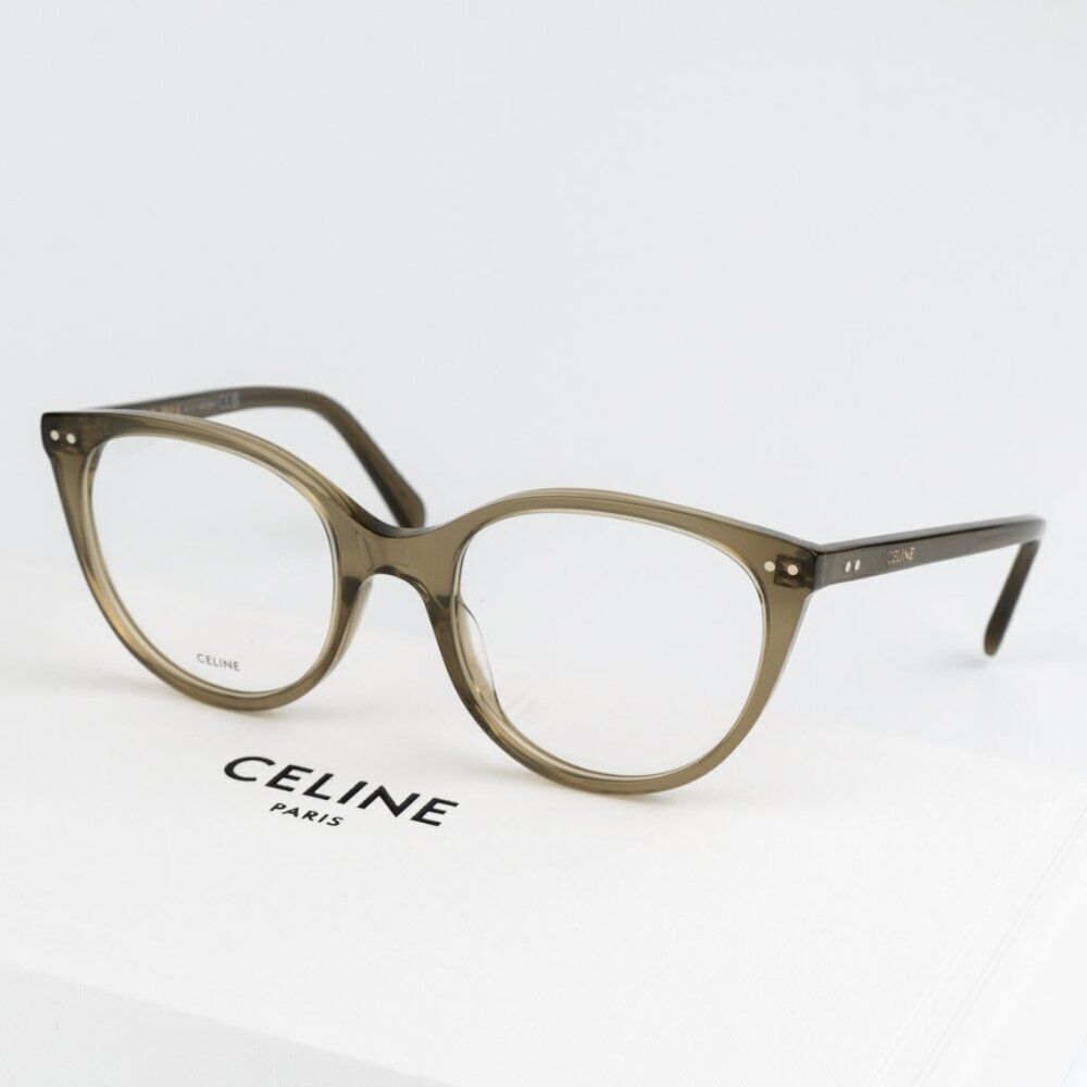 NEW Celine CL50068I 093 CELINE THIN Shiny Transparent Khaki Eyeglasses - Picture 2 of 10